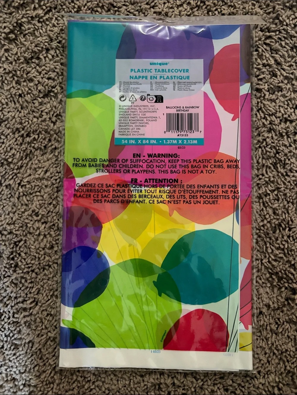 Multicolor Balloon Tablecover - Bright Rainbow